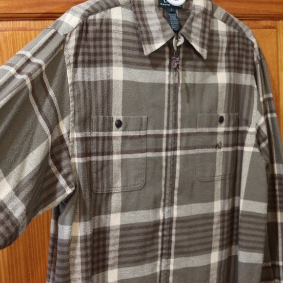 Lauren Ralph Lauren Green & Tan Plaid Shacket Full Zip Shirt Jacket LG - Picture 8 of 11